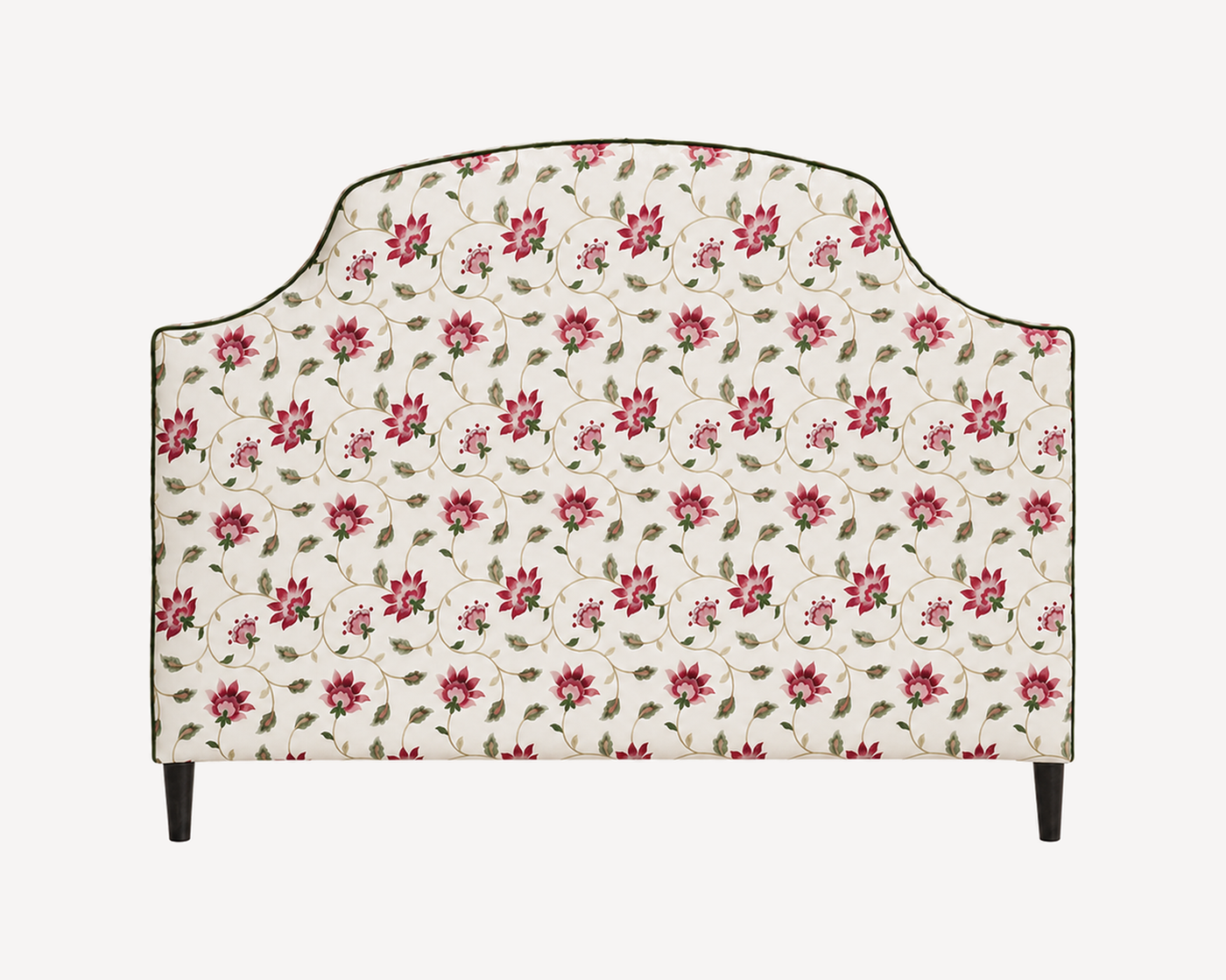 Cabecero Rose Garden tapizado en tela floral, vista frontal completa